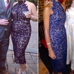 divine destiny navy blue lace midi dress